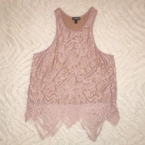 Express Racerback Lace Crop Top